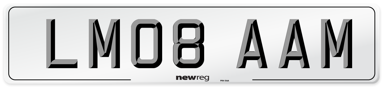LM08 AAM Number Plate from New Reg